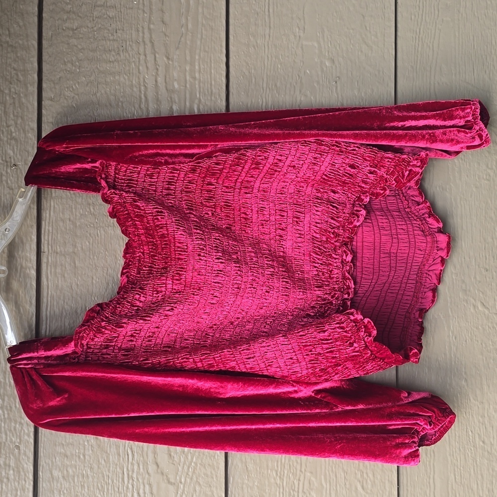 Torrid Velvet Smocked Blouson Sleeve Crop Top 3x NWT NEW - Picture 11 of 11